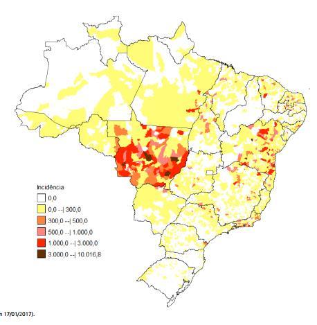 Unidades da Federação com casos prováveis de