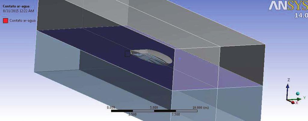 39 Figura 21. Geometria do casco com volume de controle definido. Fonte: Autor (2015).