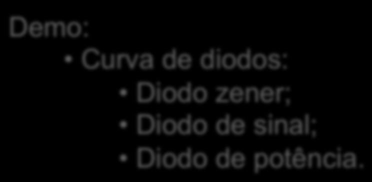 Diodo ideal e real Demo Demo: Curva de diodos: