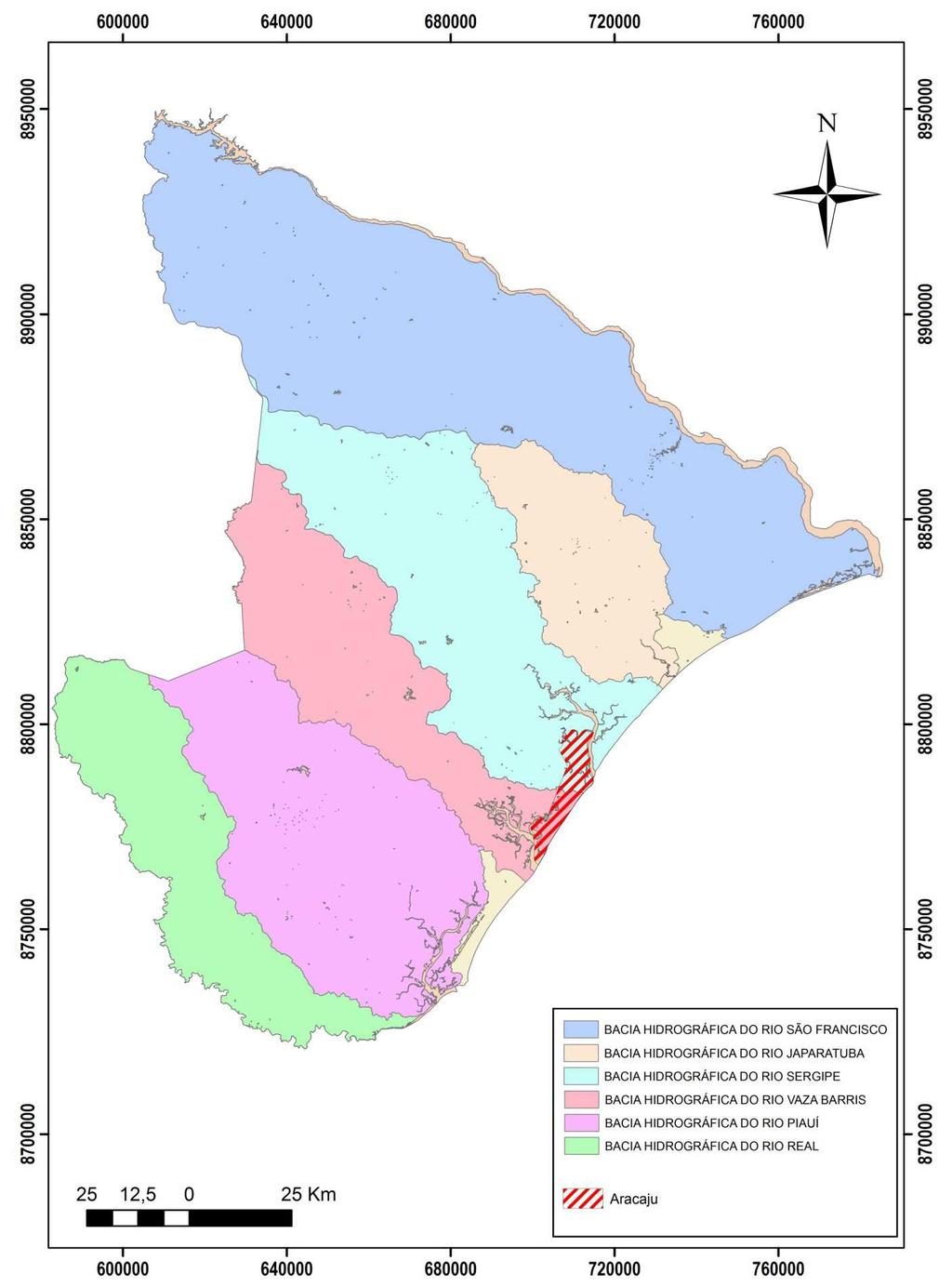 49 Figura 11 - Bacias hidrográficas do estado de Sergipe.