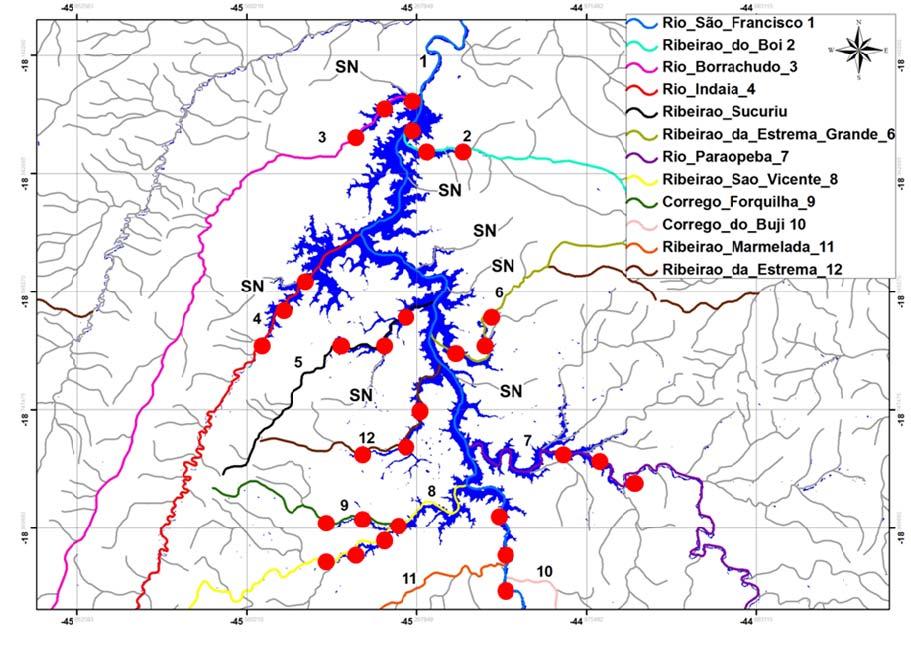 41 Figura 3 Distribuição dos pontos de coleta no reservatório de Três Marias.