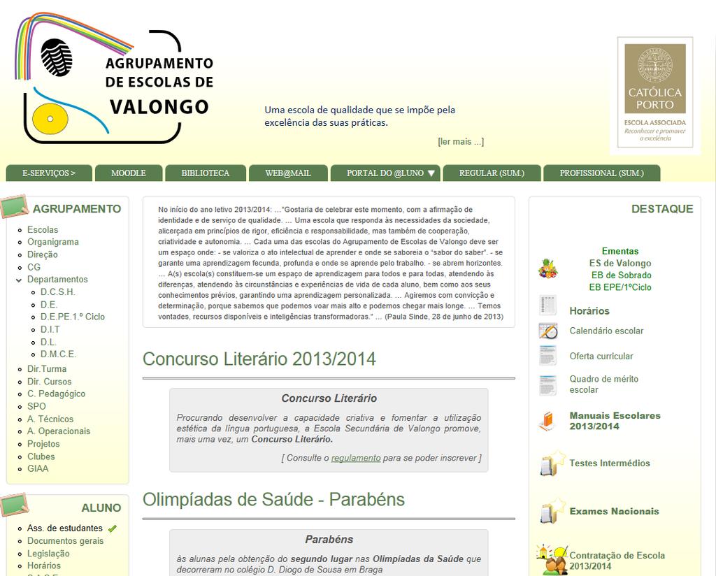 Portal do agrupamento: www.esvalongo.