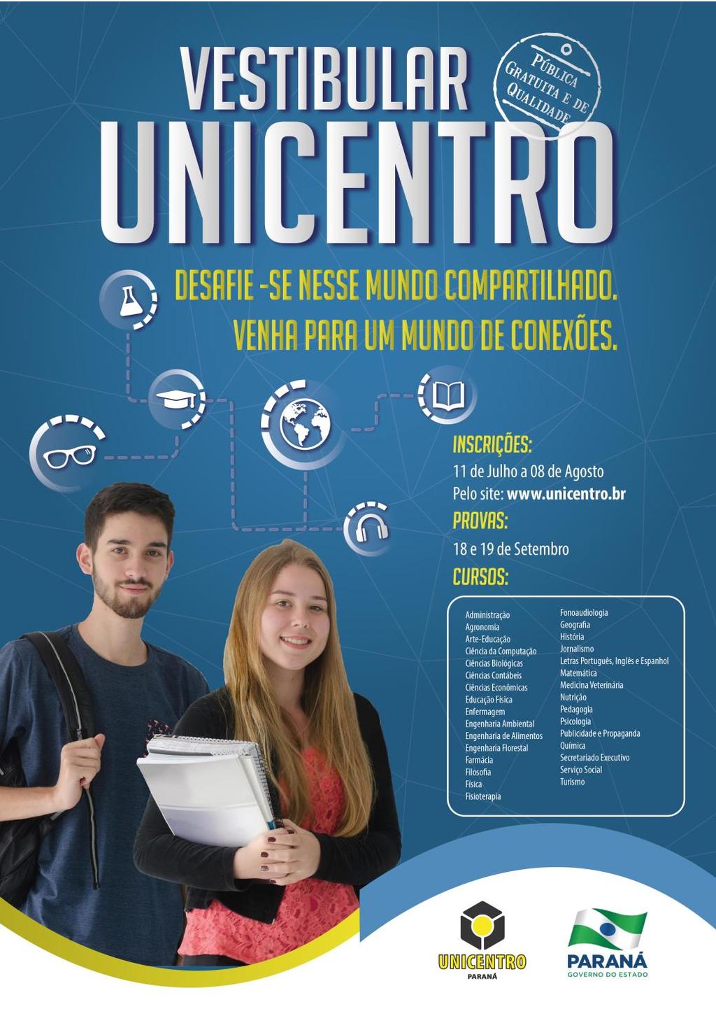 Figura 1 Cartaz Mundo de Conexões A utilização da imagem de duas pessoas portando objetos escolares foi pensada para que o público se reconheça e simpatize com a peça, aceitando o convite