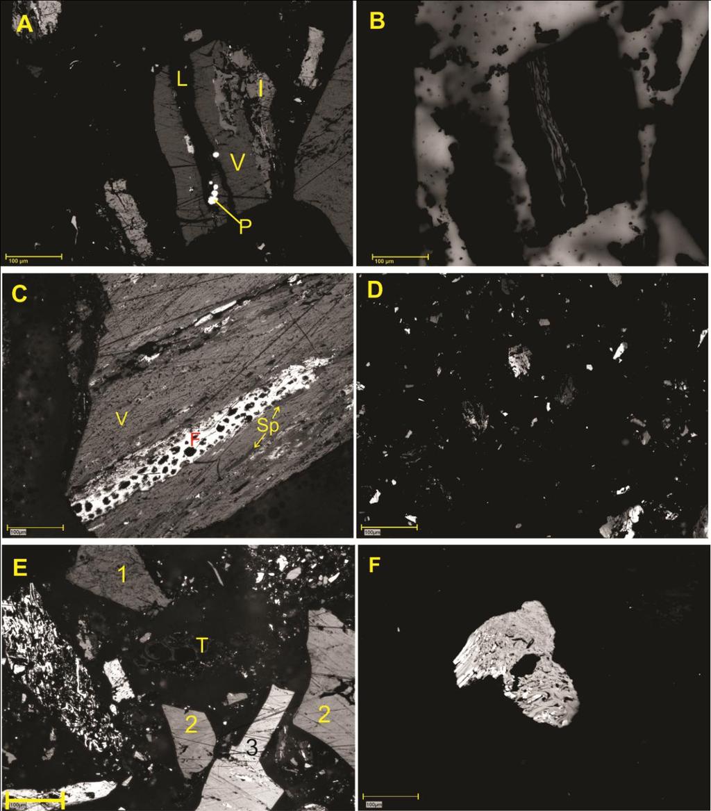 51 Figura 14: A. Micrografia óptica mostrando exemplos de macerais dentro do carvão utilizado na usina termelétrica Candiota (08-243); B.