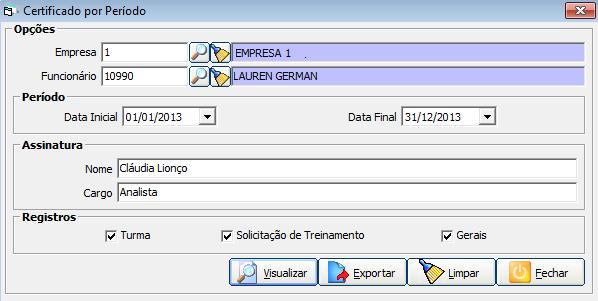 4.3.5 Certificado Formação Corporativa Este certificado emite as formações corporativas dos funcionários,