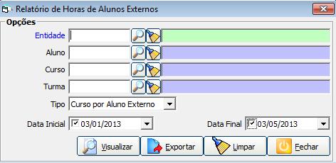 4.13 Turmas Detalhado Este relatório traz a listagem de funcionários que participaram de determinado curso.