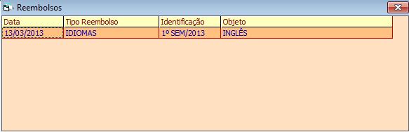 Caso o reembolso seja referente a graduação, pós-graduação ou graduação técnica, os campos do Idioma serão bloqueados e habilitará os campos do Informações apenas para