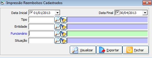 12 Relatório de Cadastro de Reembolso Este relatório