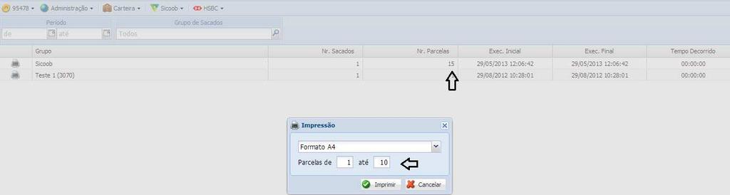 Poderemos escolher um grupo de sacados para efetuar a impressão dos boletos, vale lembrar que,