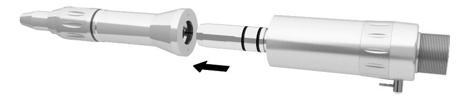 9 FIGURA 02 Conectar a peça reta sobre o acoplamento do micromotor até dar batente. Para desacoplar, puxar a peça reta girando a mesma (Fig. 02). 4.