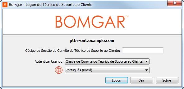 com, onde support.example.com é o nome do host do site Bomgar do qual você baixou o console de suporte técnico. No prompt, insira o nome de usuário e a senha.