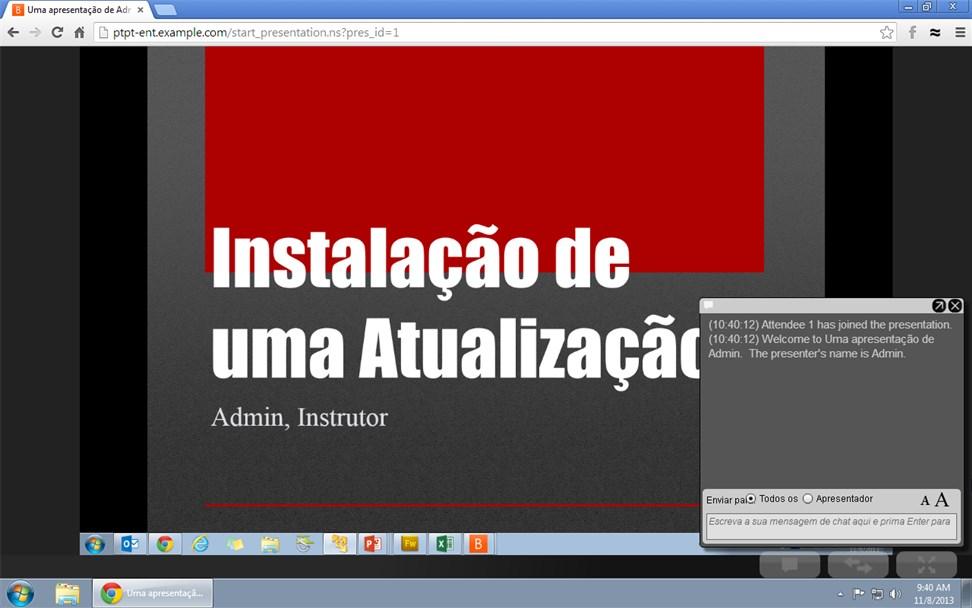 Cliente Participante da Apresentação: Ingresse em uma Apresentação Para ingressar em uma apresentação a partir de um computador, seu participante conecta-se de forma imediata e direta através de um