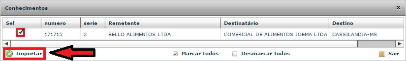 2. Após selecionar o arquivo desejado, clique em ABRIR e o sistema carregara uma tela com as informações da nota fiscal preparada para importação.