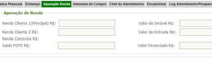 Interesse de Compra É obrigatório inserir um Interesse de Compra para um novo Cadastro do Prospect/Atendimento.