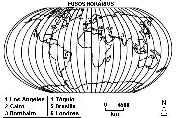 12. (UFRN 2003) Os jogos da última Copa do Mundo, realizados na Coréia do Sul e no Japão, foram transmitidos no Brasil com uma diferença de 12 horas, devido ao fuso horário.