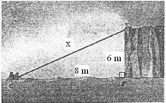 13. Calcula a altura da torre da figura ao lado. 10 m 14. Num triângulo [ABC], rectângulo em A, sabe-se que AB= 4 cm e BC = 9 cm Determina AC. 6 m 15.
