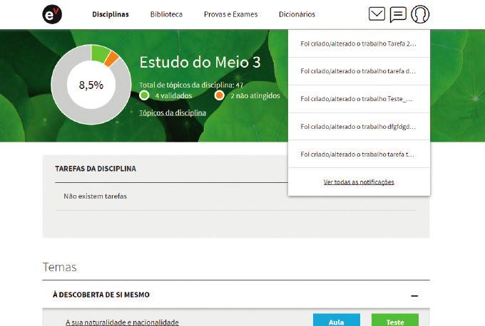 5 Notificações e Mensagens Notificações Na área de notificações encontras