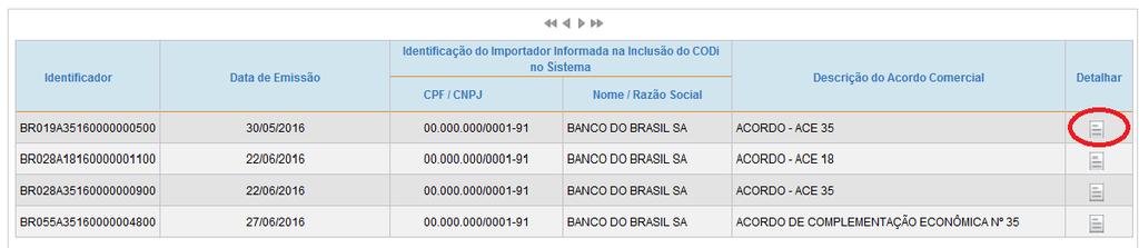 O usuário poderá ainda consultar as informações de diversos COD, utilizando-se dos filtros disponíveis na consulta.