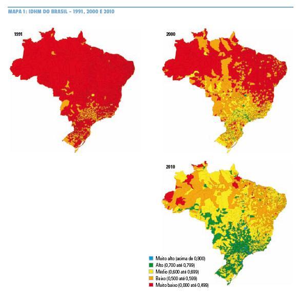 Mapa 1 - IDHM evolução 1991, 2000 e 2010 Fonte: Atlas Brasil, 2014.