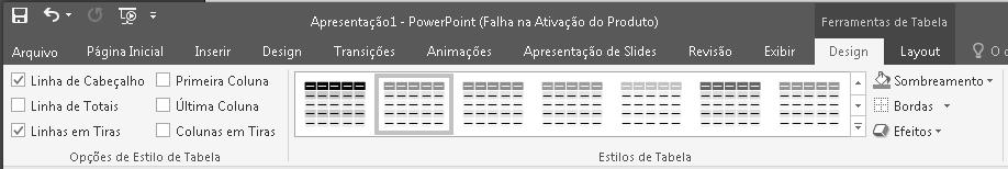 É possível formatar a tabela para melhorar o layout do seu trabalho, por exemplo, mudar as bordas da tabela.