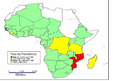 Figura 8: Consecução da eliminação da lepra na Região Africana, 2006 74. Na Região Africana, existe documentação adequada sobre a situação da tripanossomíase humana em África.