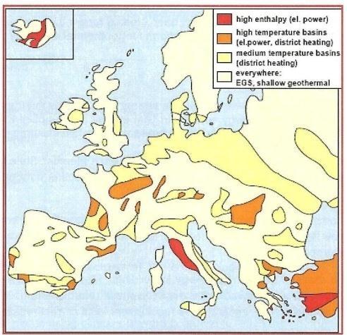 2. Geotermia no Mundo N Figura 2.2 Caracterização do potencial geotérmico na Europa, nomeadamente o sistema EGS (Dumas, 2009).