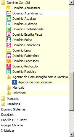 1. Agente de Comunicação com o Domínio Atendimento 1.1. Agente de Comunicação Por meio deste utilitário, você pode configurar o processo de sincronização dos dados do Domínio Contábil com o módulo Domínio Atendimento.