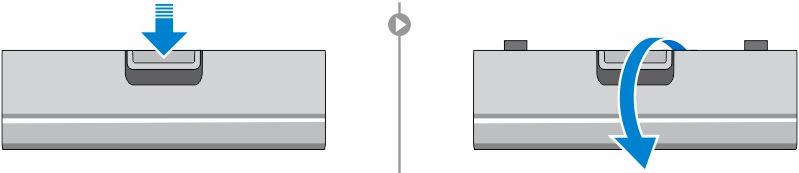 NOTA: A bateria está debaixo das portas de fecho. 1. Pressione o botão do fecho. 2. Abra a porta e retire-a do computador para expor o compartimento da bateria. 3. Para retirar a bateria: a.