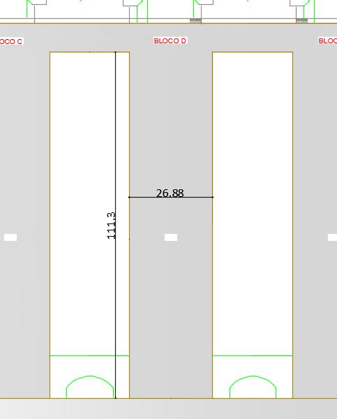 Figura 22: Dimensões da cobertura do Bloco D do Centro de