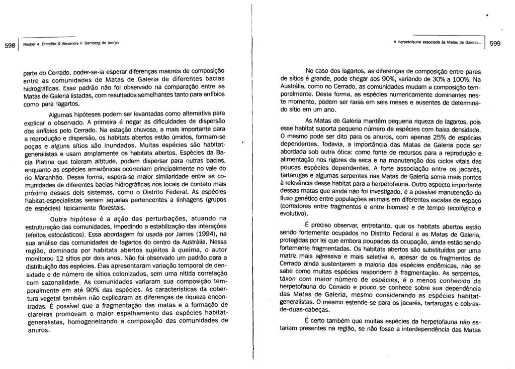 598 / Reuber A. Branda0 d Alexandre E Barnberg de Araújo A Hepetofauna asmiado h Matar de Galeria.