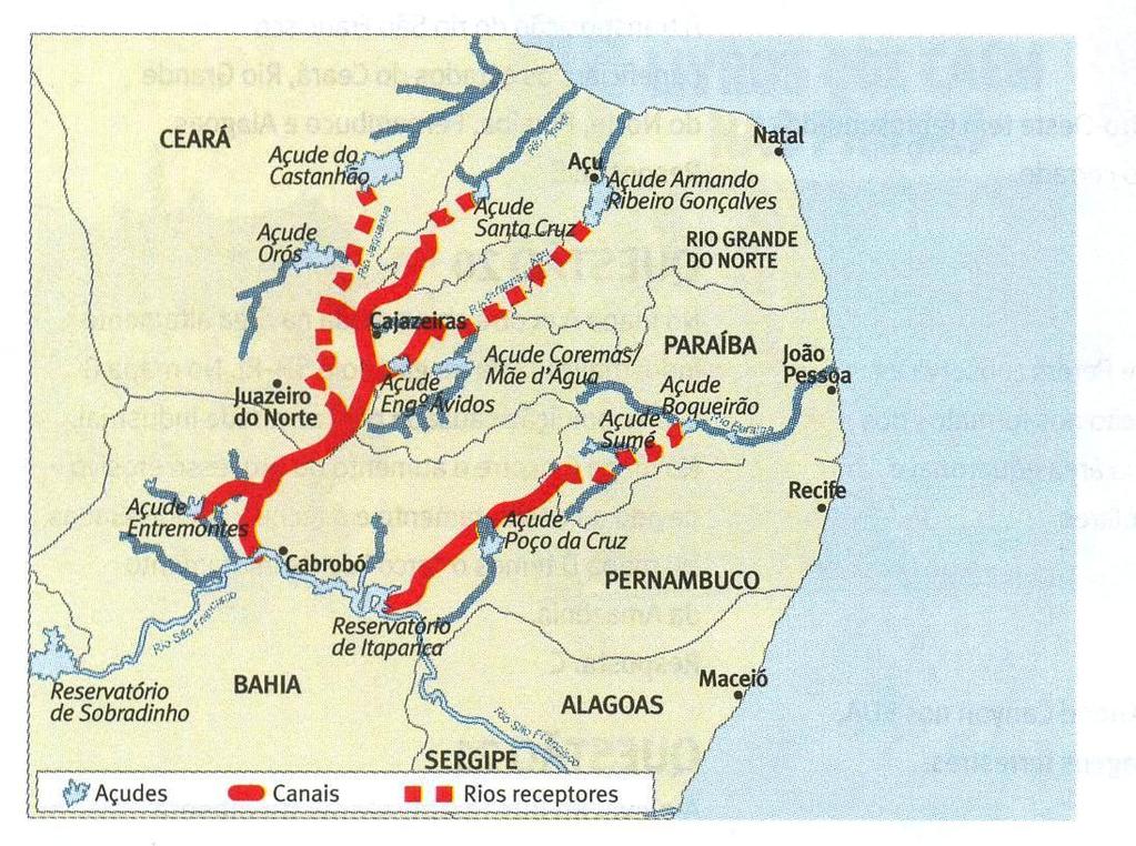 A TRANSPOSIÇÃO DO RIO SÃO FRANCISCO O PROJETO DE INTEGRAÇÃO DO RIO SÃO FRANCISCO COM AS BACIAS HIDROGRÁFICAS DO NORDESTE SETENTRIONAL PREVÊ A CONSTRUÇÃO DE DOIS CANAIS: O EIXO