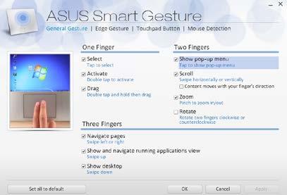 Ativar os gestos com três dedos Active os gestos de três dedos do seu touchpad utilizando os seguintes passos: 1. Aceda ao Ambiente de Trabalho. 2.