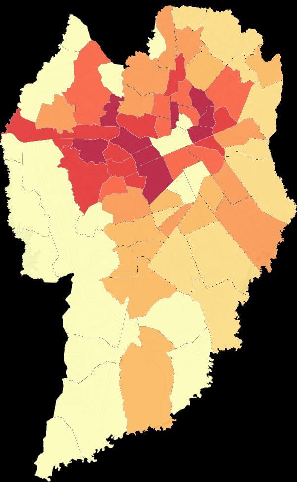 VENDA Mapa de calor dos preços PERCENTUAL BAIRRO R$/M2 100 Batel 5.364 99 Bigorrilho 4.