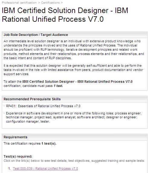 Detalhe sore a Certificação IBM Certified Solution Designer - IBM