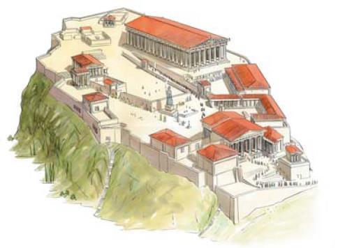 A Pólis: Partenon Erectéion A pólis era constituída por: Acrópole, situada na parte mais alta da cidade, era o centro da vida religiosa e onde se encontravam os templos.