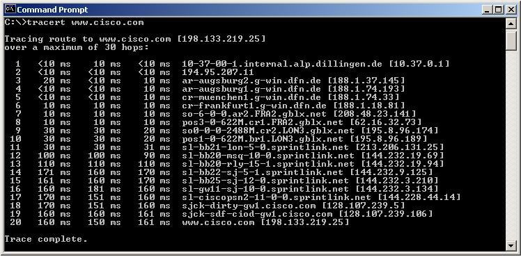 O tracert utiliza as mesmas solicitações de eco e responde como o comando de ping mas de uma maneira ligeiramente diferente.