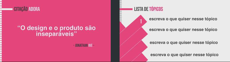 Veja dois exemplos de slides dessa mesma apresentação. A fonte continua sempre a mesma e o uso das cores varia de acordo com o interesse e objetivo do slide. 7.