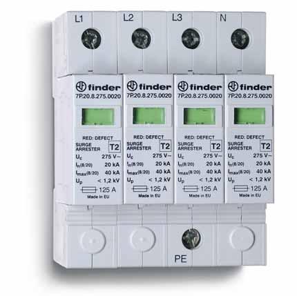 descargas atmosféricas ou transientes de comutação Para ser instalado entre as zonas LPZ1 e LPZ2, ou superiores 7P.23.8.275.