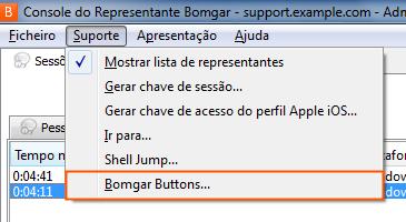 Interface de gestão do Bomgar Button O Bomgar Button permite aos clientes iniciarem uma sessão de suporte para a sua equipa de suporte atribuída, introduzir uma chave de sessão ou enviar uma dúvida