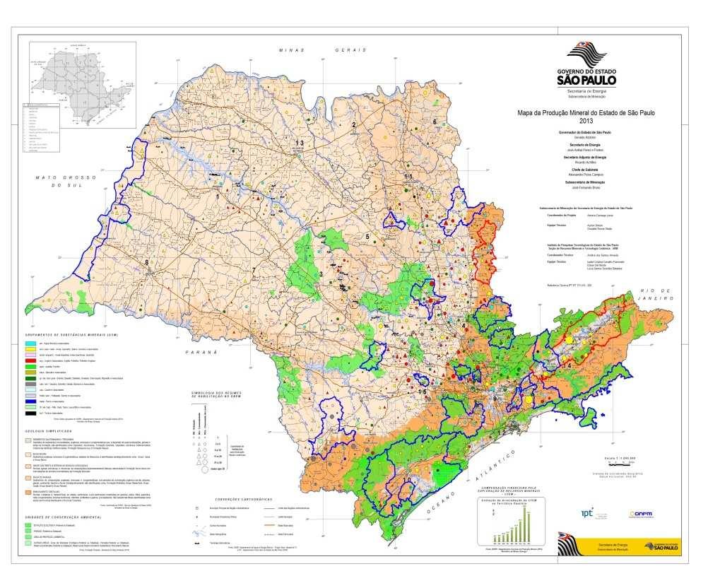 O Mapa da Produção Mineral do Estado de São Paulo funciona como instrumento de planejamento e permite nortear os