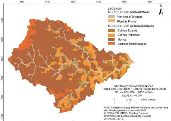 11 Figura 2 Tipos de relevo da Bacia Ribeirão Espírito Santo mapeados segundo a metodologia de Silva (2002).