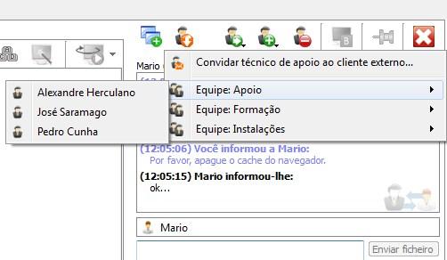 Partilha de Sessão Convide um técnico de apoio ao cliente para participar numa sessão clicando no botão Partilhar nas ferramentas de sessão.