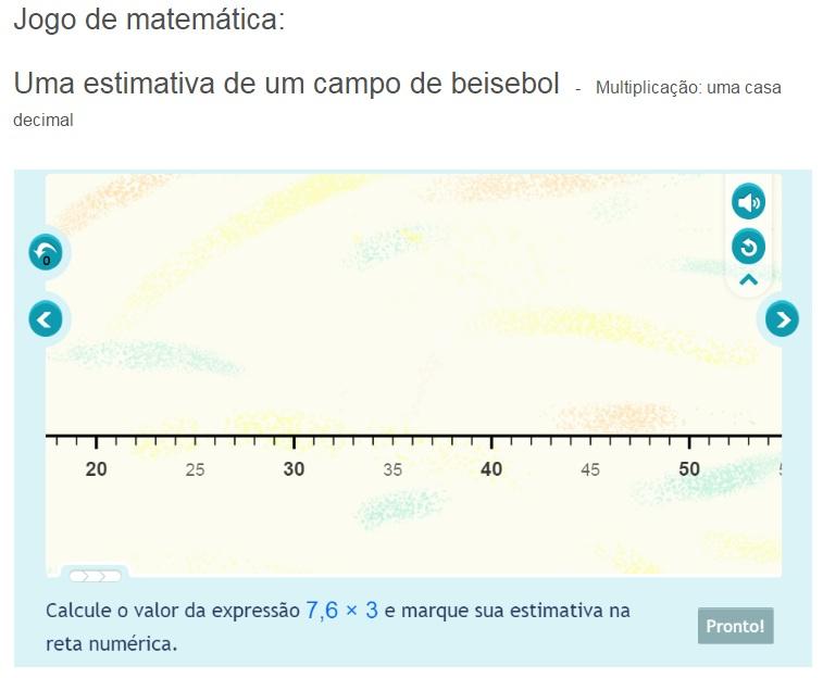 3 P ro f e sso r aprese nt a jo go mat e mát i c o : Uma e st i mat i va de um c ampo de be i se bo l - M ul t i pl i c aç ão : uma c asa de c i mal 10 Usando o Modo de Apresentação, com um projetor,