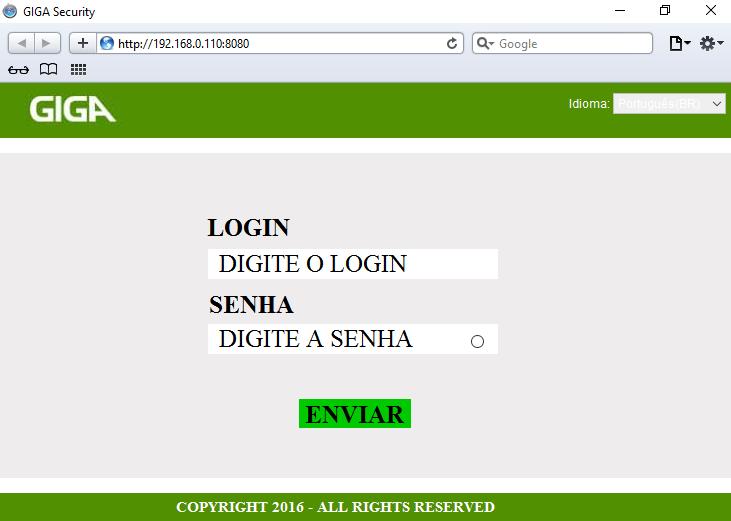 Passo 14 Preencha os campos LOGIN e SENHA, que é o mesmo usuário e senha utilizados para acesso ao Menu Principal do seu equipamento e clique no botão ENVIAR.