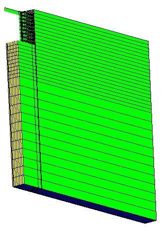 Depois da modelação das características geométricas no software GiD, foi necessário atribuir os materiais aos volumes criados e seguidamente imputar as condições fronteira, a porosidade inicial do