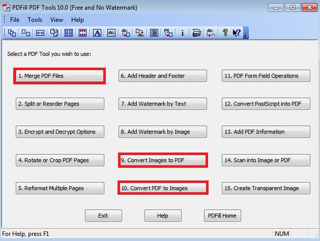 Outras funções importantes do programa PDFill O programa PDFill possui diversas funções para tratamento de documentos em PDF. Abaixo destacamos algumas funções importantes. 1.