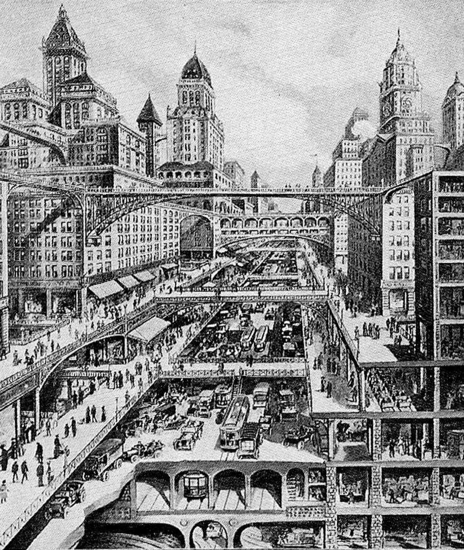 1909 já eram adotados na Inglaterra, conforme mostra o trabalho de Raymond Unwin, Town Planning in Practice.