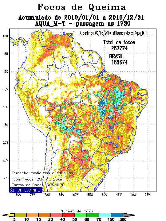 De fato, o impacto da queima de biomassa de floresta primária na Amazônia é muito maior do que em outros tipos de vegetação como cerrado ou culturas agrícolas. Figura 6.1.