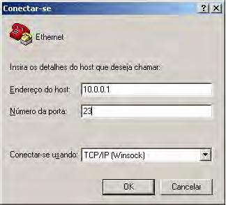 Em seguida, selecione a opção TCP/IP (Winsock) No campo Endereço de host, coloque o IP 10.0.0.1. Deixe o número da porta em 23, em seguida, clique em. 6.