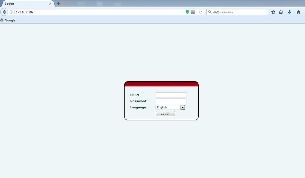 The first screen of the device s web portal is the login page.